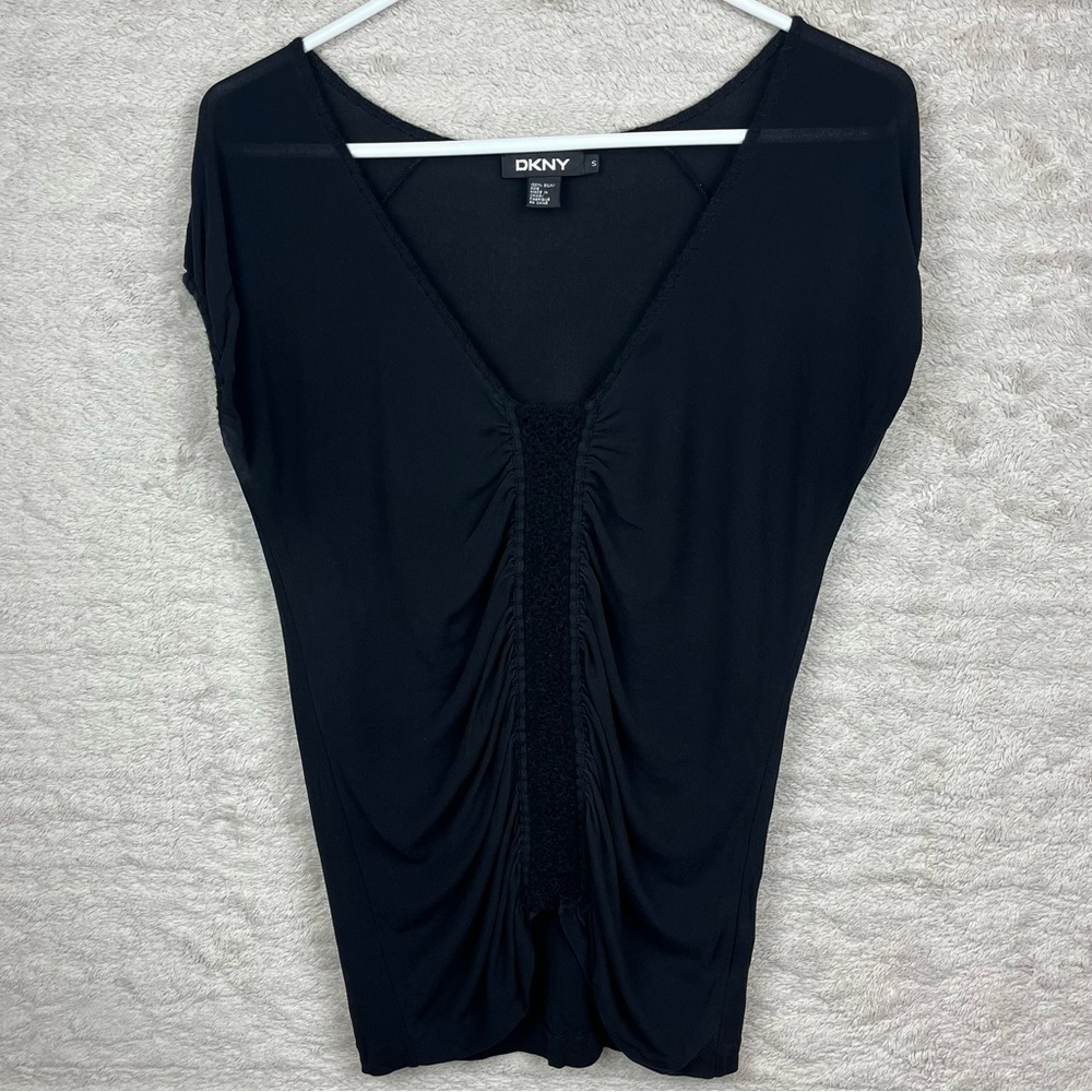 Vintage DKNY 100% Silk Whimsigoth Ruched Top Small